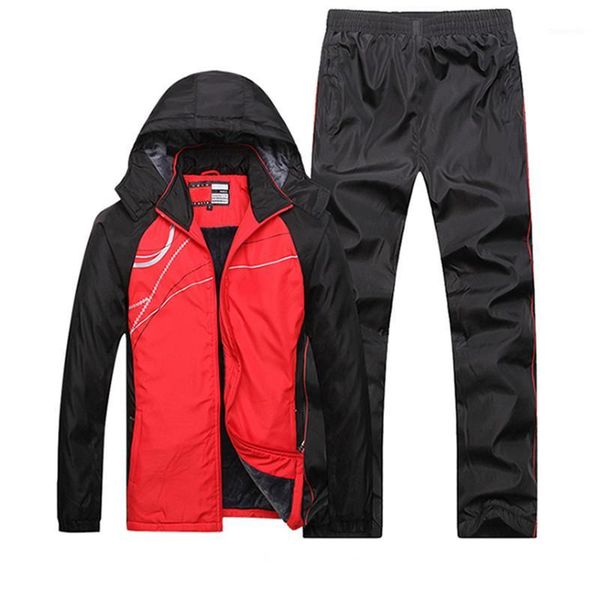 

running sets men 2021 winter fleece lining sportswear jogging suits outdoor workout sport suit male clothing keep warm hooded running1, Black;blue