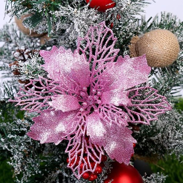 

yoriwoo 6pcs artificial christmas flowers glitter fake flowers merry christmas tree decorations for home 2019 gift xmas ornament wmtbjy