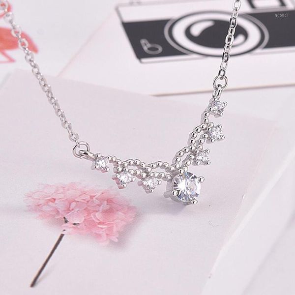 

2020 925 sterling silver necklaces for women elegant zircon round necklace girl jewelry valentine's day accessories1