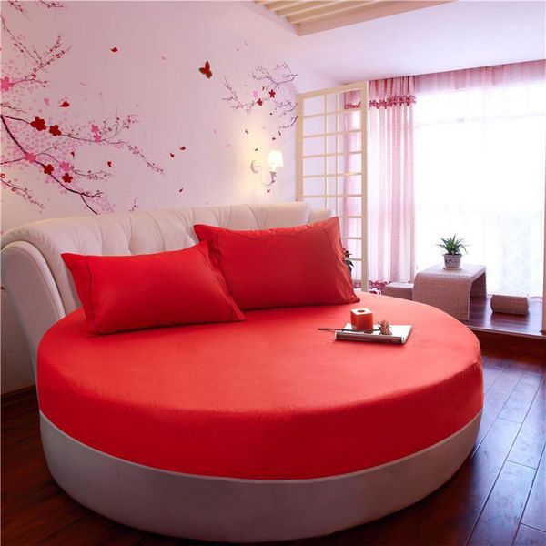 

bedding sets solid 100% cotton round fitted sheets set wedding motel el elastic bed sheet diameter 200cm or 220cm1