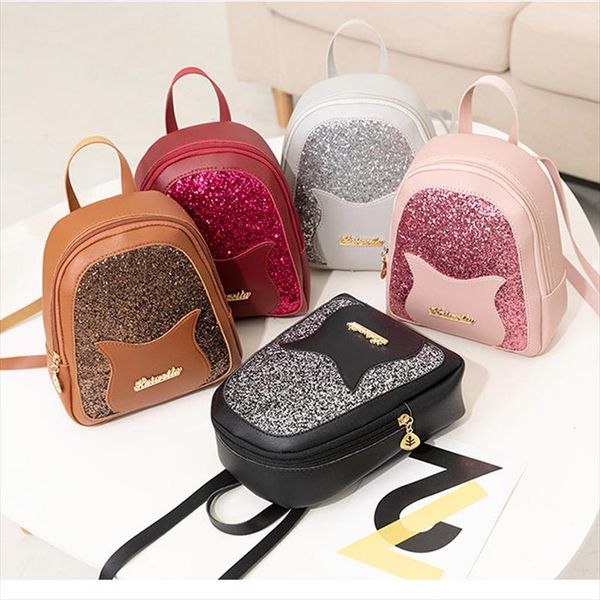 

girls small backpack 2019 cute fashion shining sequin shoulder bag women multi function mini back pack for teenage girls kids