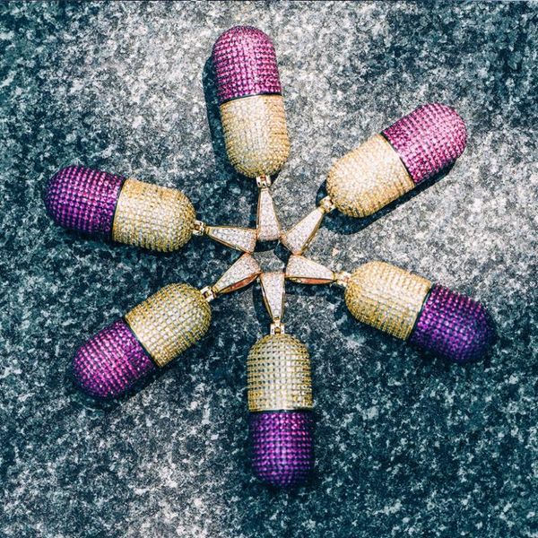 

pendant necklaces rillz open necklace men iced out cz chains hip hop/punk gold color charms jewelry party gifts, Silver