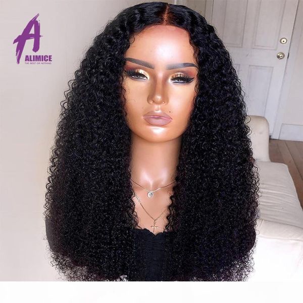 

alimice 13x4 brazilian kinky curly hair wig 150% lace front human hair wigs for women black color remy lace frontal wig, Black;brown