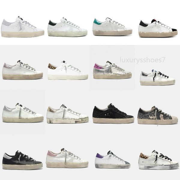 ﾄItaly Golden Hi Star Sneakers çizme Platform Taban Günlük Ayakkabılar Lüks Klasik Beyaz Do -Eski Kirli Tasarımcı Moda Leopar Kuyruğu Ma