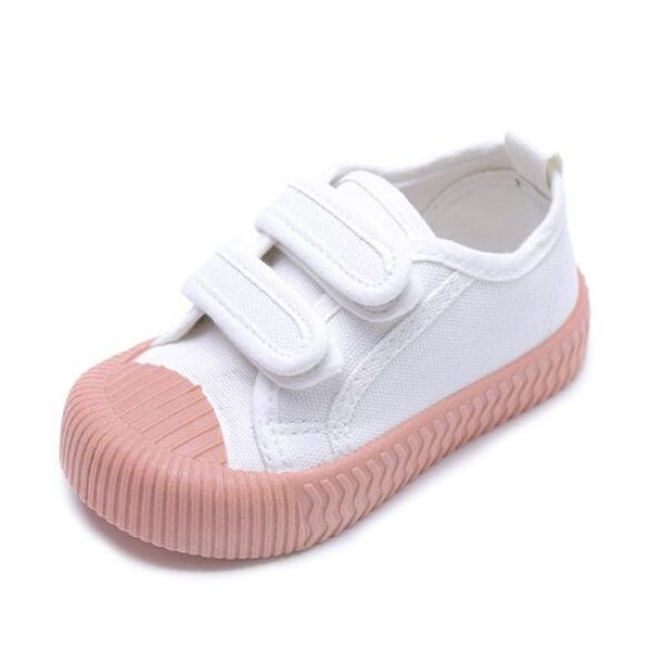 

new spring/autumn canvas shoes children hook & loop sneakers boys girls sports shoes kids casual breathable flats 041 y201028, Black;red