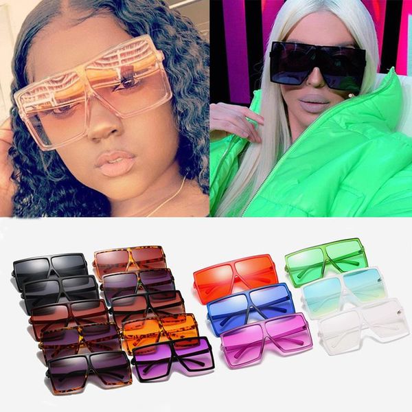 

sunglasses wholesale 28 colors black pink one piece oversize square for women sun glasses female big shades in bulk, White;black