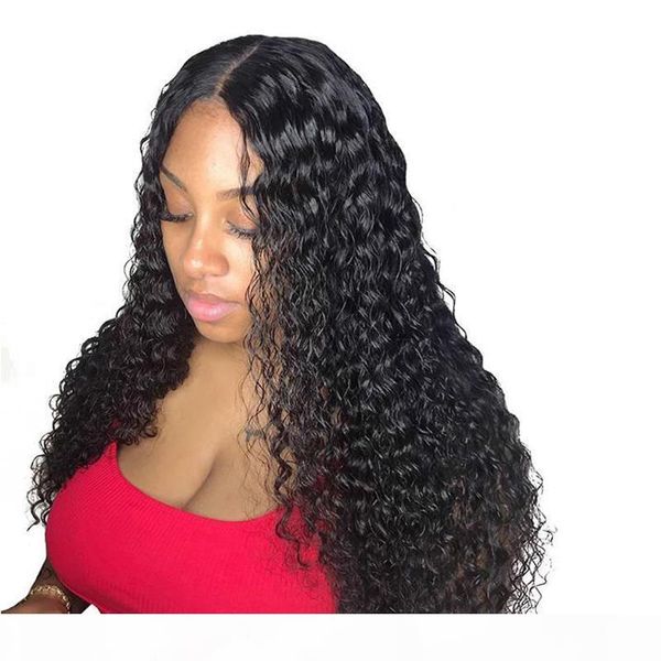 

transparent human hair lace front wigs deep wave pre plucked remy brazilian hd full lace wig for black women, Black;brown
