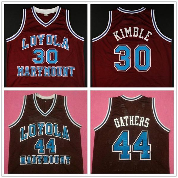 

lmu loyola marymount lions university 30 bo kimble 44 hank gathers retro basketball jersey men's stitched custom number name jerseys, Black;red