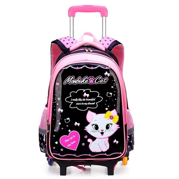 

kids student bag/set on wheels rolling backpacks children shoulder bag for girls school trolley bags y200615