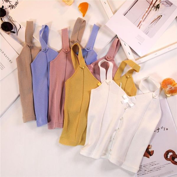 

женщины v шеи шнурок вверх кнопки обрезанные camis tops девушки вязаная эластичный рукавов свитера футболки tank crop top женский, White