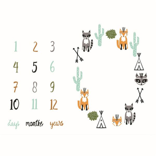 

milestone blanket fox cartoon blanket as month to month pgraphy props,pgraphy blanket props,newborn pgraphy props 1016