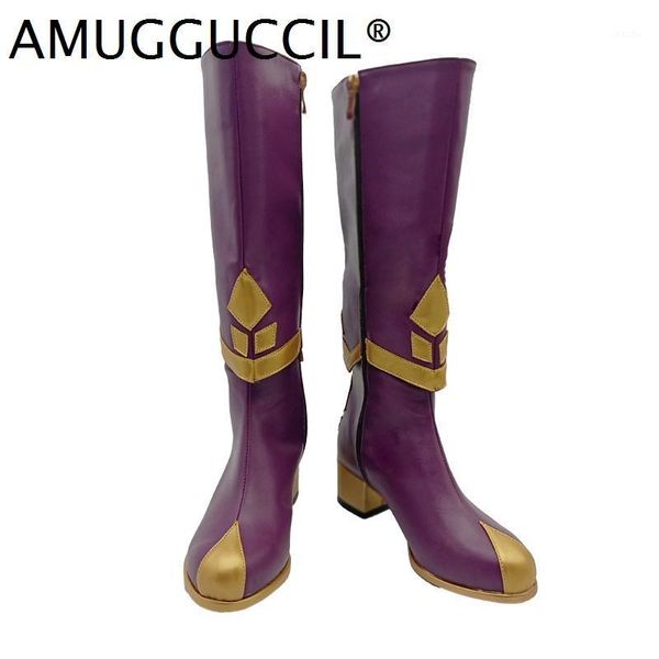 

boots 2021 plus big size 33-44 purple zip fashion heel knee high winter autumn girl female women cosplay cos x20591, Black
