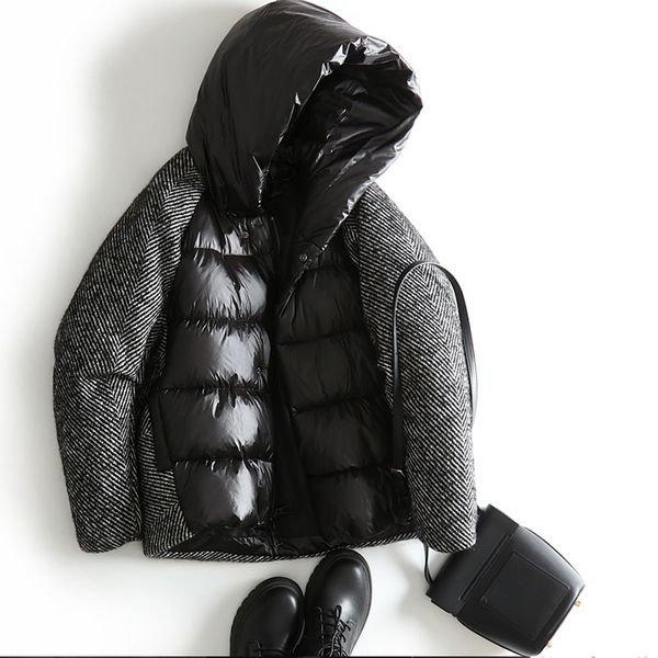 

duck feather jacket, women's winter snow coat, big black shorts, 2020