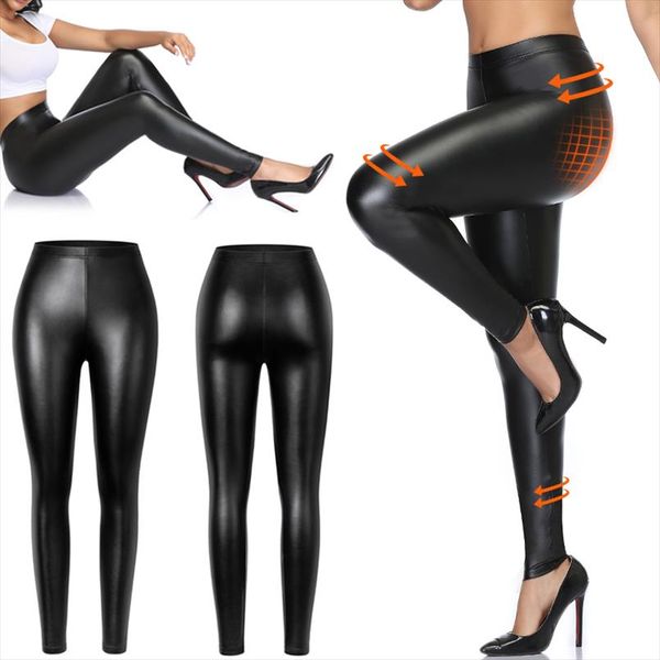 

women faux leather leggings waterproof black pu leather legging stretchy push up legins women fitness elastic skinny pants