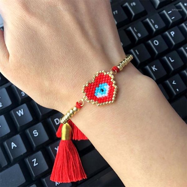 

charm bracelets arrival turkish evil eye bracelet women delica miyuki bijoux jewelry handwoven japan gold beads1, Golden;silver