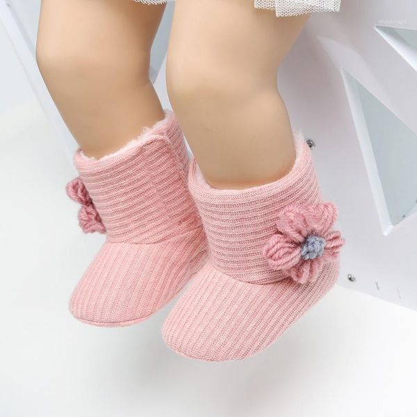 

first walkers fashion baby girls shoes born winter warm knit toddler infant soft sole flower 0-18m1