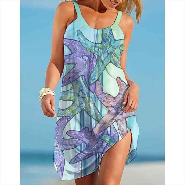 

summer fashion women print sleeveless cover up beach dress ruched mini slim skinny starfish dresses, Black;gray