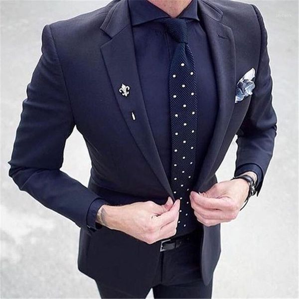 

navy blue slim fit men suit 2 pieces(jacket+pants+tie) fashion formal business tuxedo prom blazer marriage style tailor 0721, White;black