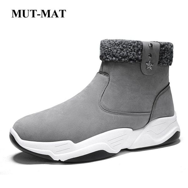 

Men's shoes winter Winter cotton shoes plush thick snow boots high-top sports men's trendy cover feet non-slip boots, Black