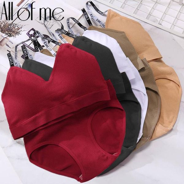 

ribbed set adjustable strap push up bra women underwear plus size tank crop seamless bralette female lingerie suit1, Red;black