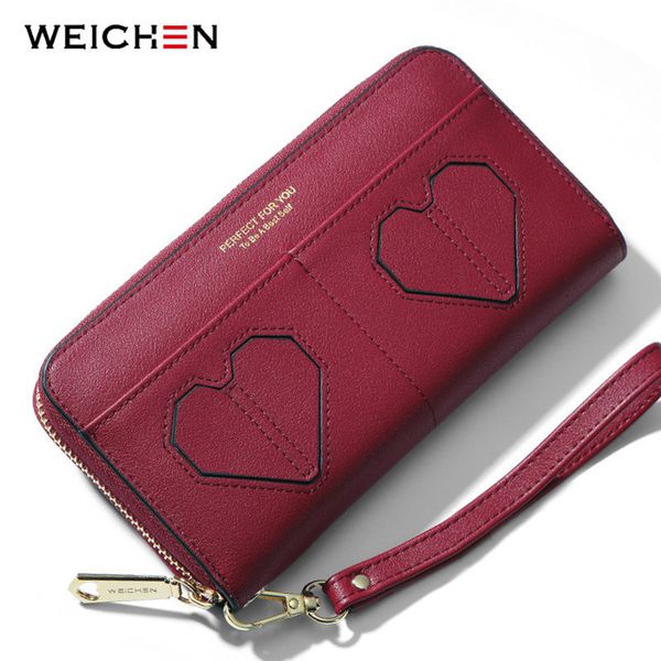 

weichen heart designer women long wallets zipper phone pocket female wallet larger capacity clutches card holder ladies purse