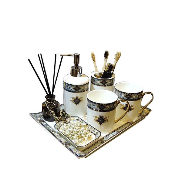 

bathroom accessories set ceramic soap dispenser toothbrush holder gargle cup soap dish 5 6 set with tray paper box qylbxm mywjqq
