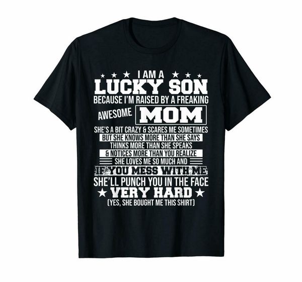 

black i am a lucky son because im raised by a freaking awesome mom t casual printing sport hooded sweatshirt hoodie t shirt