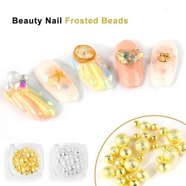 

nail art decorations mixed 30 pcs transparent acrylic frostred beads round beauty manicure tools diy accessories 3d nails decoration, Silver;gold