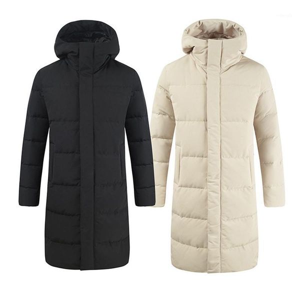 

winter mens long hooded down jackets light warm white duck down overcoat man outdoor snow ski puffer jacket male clothing jk-9451, Black