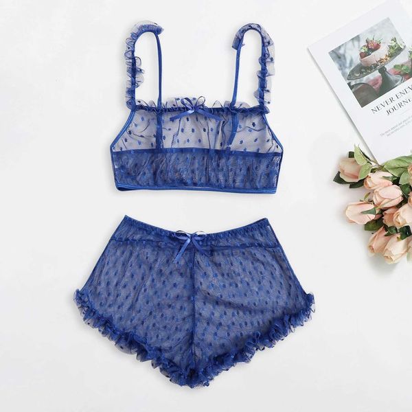 

pajamas sets lingerie lace dot print bra thong underwear new fashion femme bow tie pijamas mujer sleepwear, Black;white