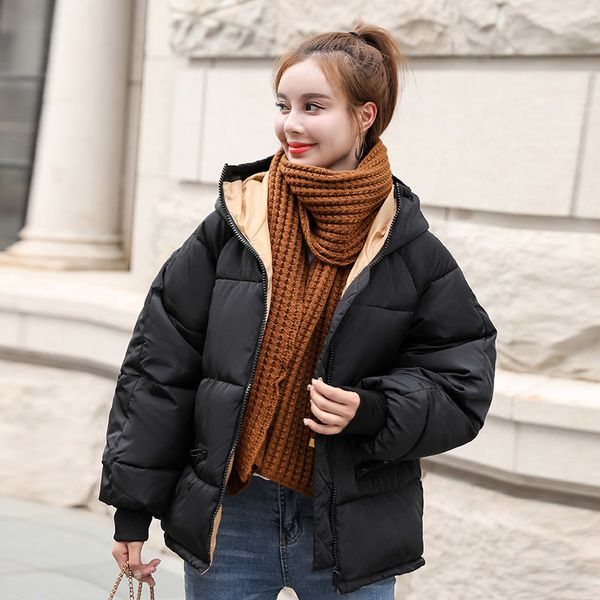 

2021 newstyle winter jacket women hooded oversized bubble thick female cold coat outwear short warm womens chaqueta mujer 5q4p, Black;brown