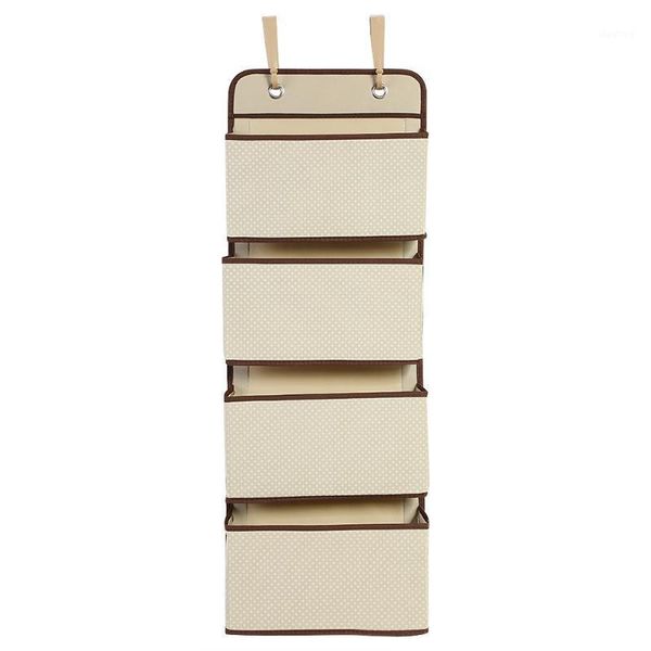

4 tier door hanging storage bag nonwoven hook organiser shoes storage pockets bag wardrobe with the 2 hangers 4 pocks1