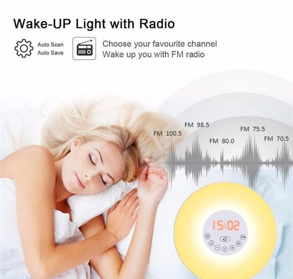 

la miu colorful light touch sensing digital alarm clock sunrise sunset led wake up lights with fm radio sn m jllzws mx_home