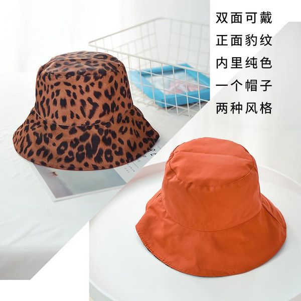 

дважды леопардовый pattern bucket hat лета женщин хлопка дышащий отдыха bob caps открытый спорт повседневный купольной panama cap bbytrw, Black;white