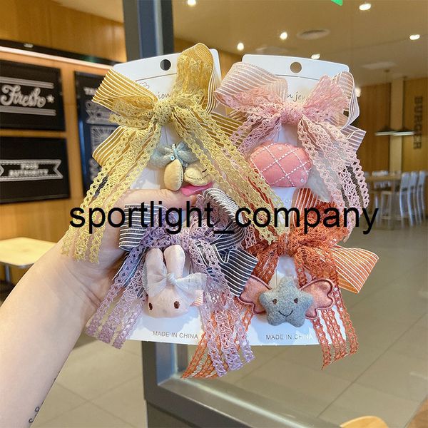 

2022 korean new princess style colorful lace plush ball yarn bow girls clip fashion hairpins hair accessories christmas gifts, Slivery;white