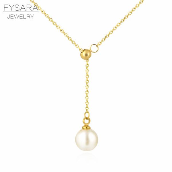 

fysara fashion pearl necklace for women wedding party jewelry luxury rose gold color female pearl necklace pendant for women wmtqnj, Golden;silver