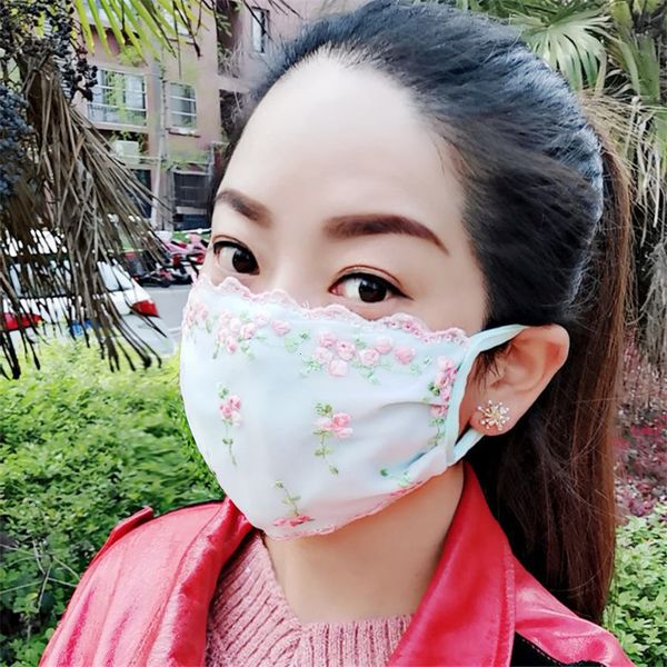 

designer lace fashion face summer thin section washable easy to breathe dustproof breathable cloth mask female anti-ultraviolet 4 nx3lc