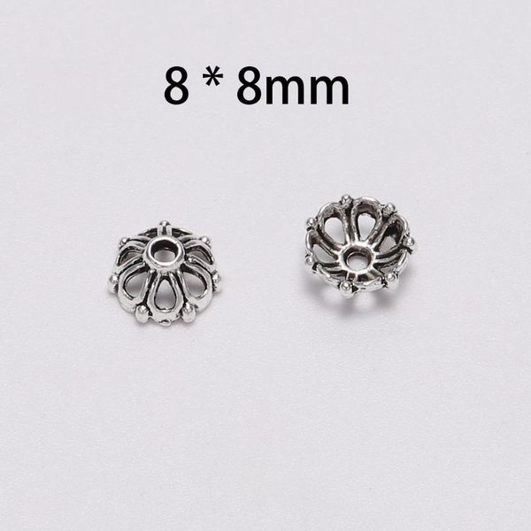 

100pcs lot 8mm 7 petals bead caps hollow flower loose sparer apart end bead caps for diy jewelry making findings h bbygyv, Silver