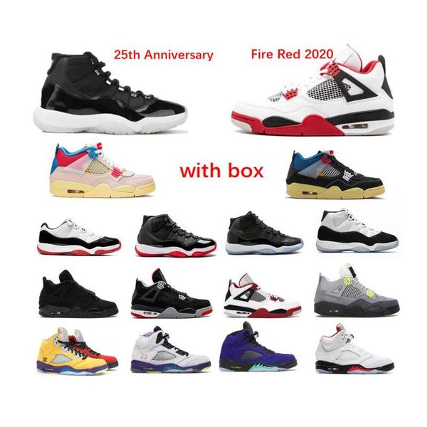 

11s 25th anniversary 2021 union x 4 4s union la x guava ice black cat man basketball shoes sneaker trainer with box