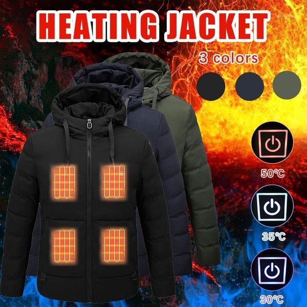

men's down & parkas outdoor warm usb electric heating for riding skiing hiking charging via heated coat sports overcoat outwear #31, Black