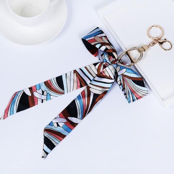 

2019 fashion silk scarves korean style fashion bowknot key chain women bag charm pendant keyrings holder ch975 h bbywnb