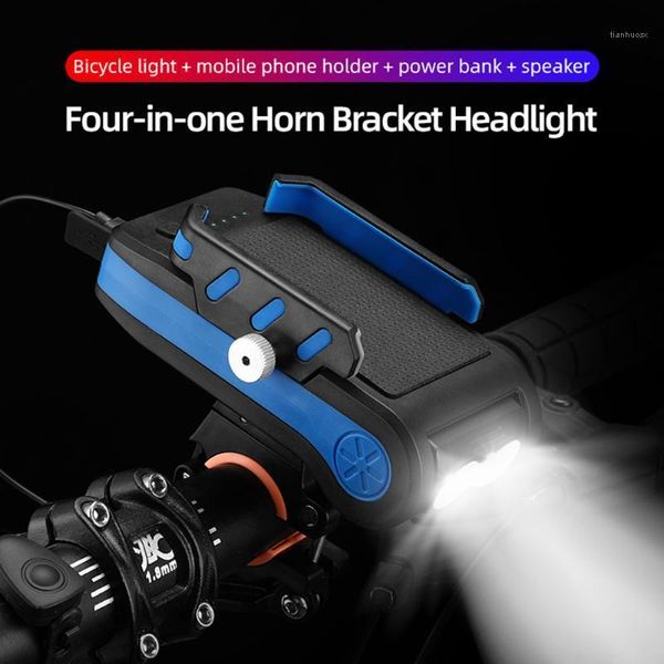 

bicycle headlight mobile phone rack holder multifunctional 2x t6 led 550lm alarm bell horn mtb mountain bike front1
