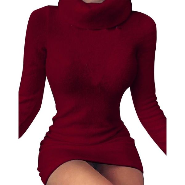 

women long sweater fashion warm autumn winter turtleneck streetwear shopping party jumper solid knitted mini bodycon, White;black