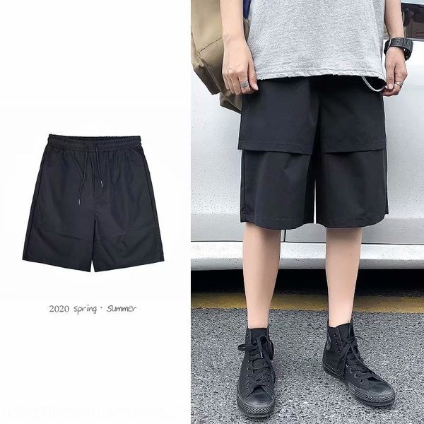 

solid color casual men's shorts summer holiday two piece loose capris casual beach pants men's thin beach pants fashion iqsvu, Blue