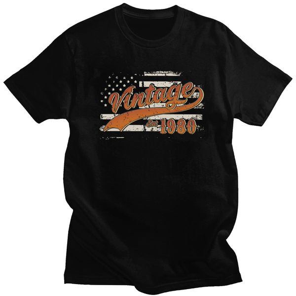 

retro vintage est 1980 usa flag gift 4th of july short sleeve 40th 40 years old birthday gift tee hooded sweatshirt hoodie men t shirt