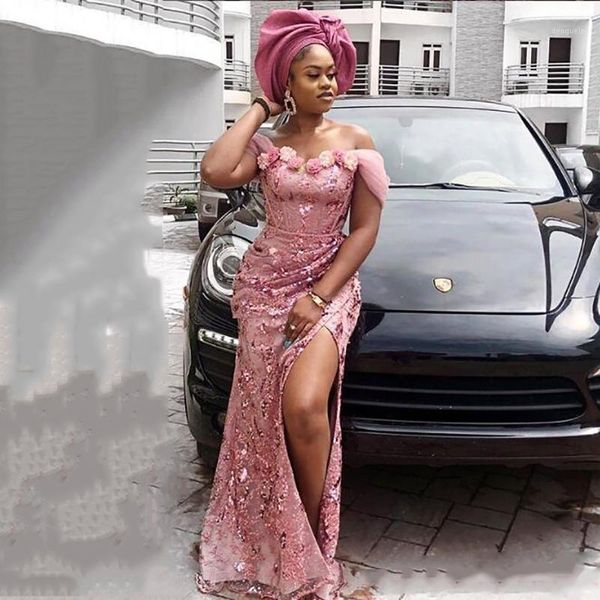 

verngo arabia split mermaid evening dress dubai aso ebi prom gowns off the shoulder 3d flower lace formal evening dress1, White;black