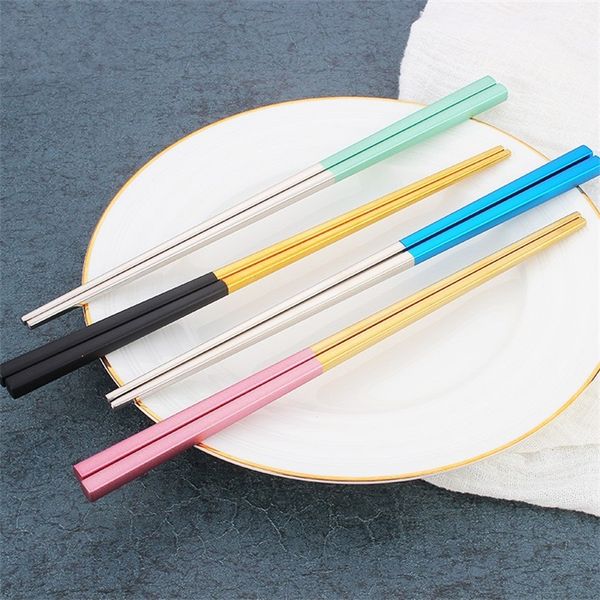 

square colorful chopstick 304 stainless steel black golden color chopsticks anti slip scalding tableware selling 5 4dm l1