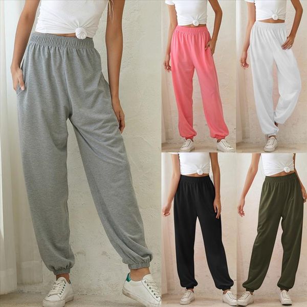 

trousers women active elastic waist baggy workout sweatpants joggers lounge pants femme pantalon spodnie damskie @45, Black;white