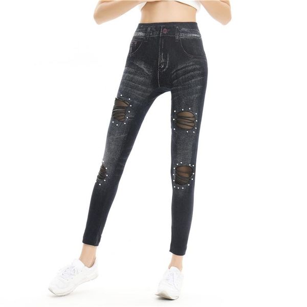 

women fashion jeans ripped denim pants boyfriend jeans trousers ladies womens casual pencil pant broken hole slim denim pants, Blue