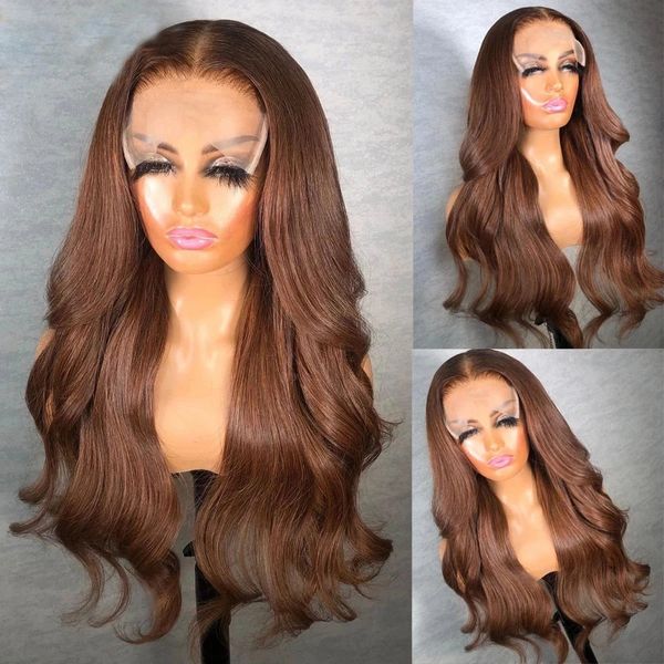 

ombre dark brown body wave 360 frontal human hair wigs hd transparent lace front peruvian for women pre pluck bleached knots, Black